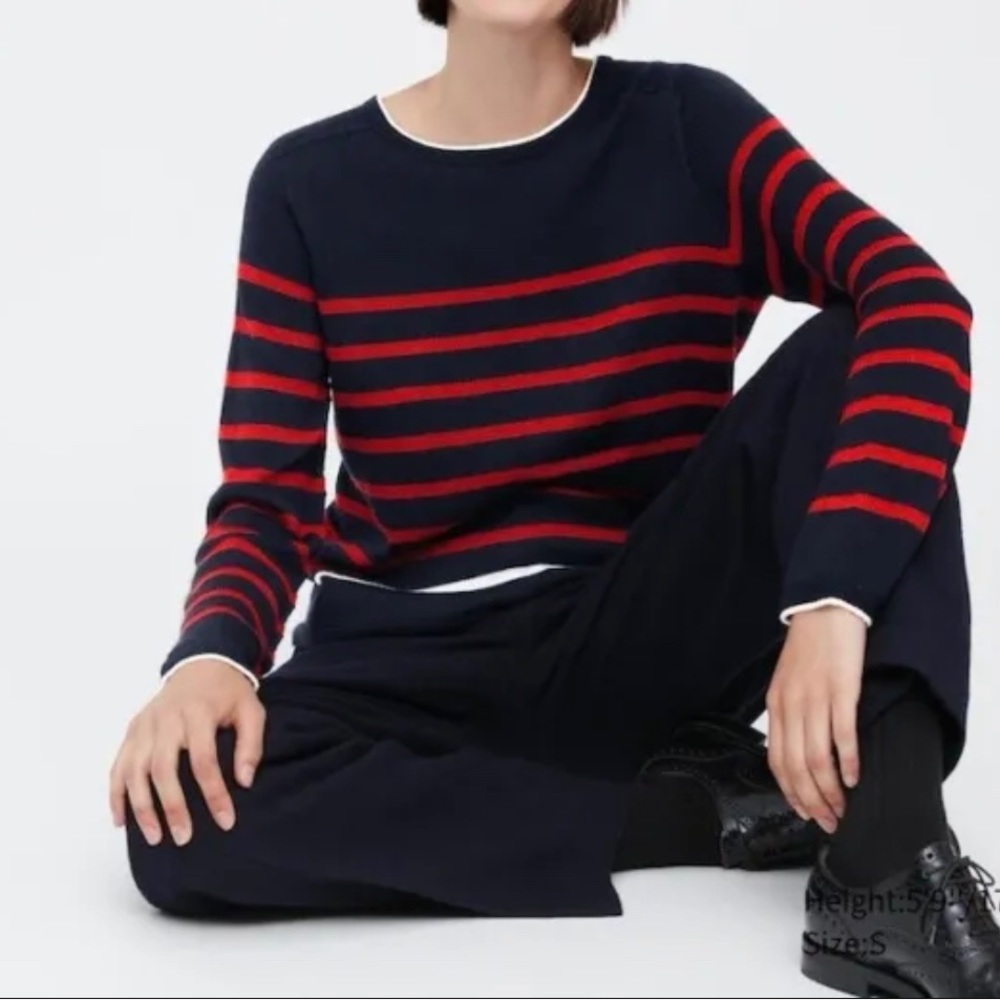 NWT Ines de la Fressange 3D Knit Stripe Sweater